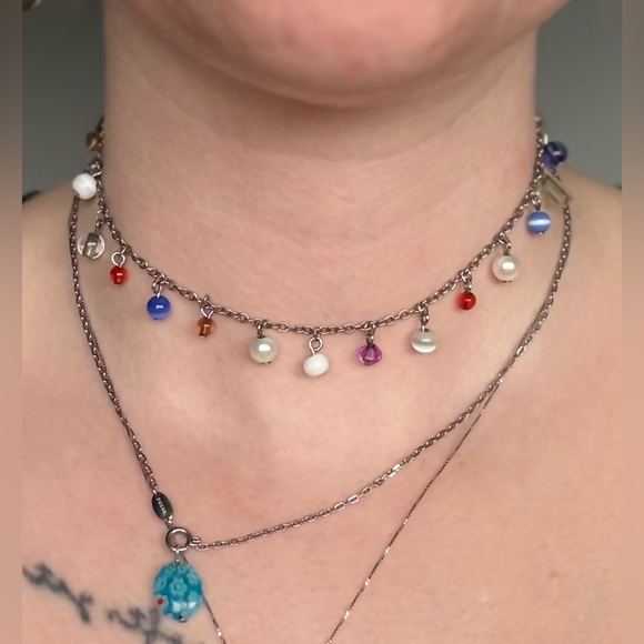 ✨ Vintage Y2K Boho Multi Stone Charm Choker Necklace✨ - Picture 2 of 2